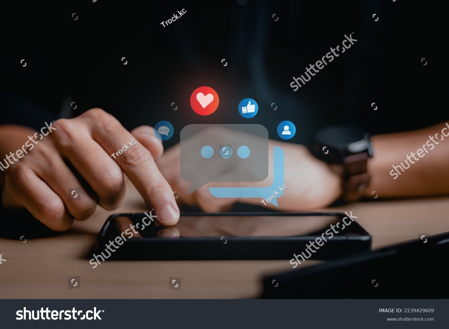 Social media and digital online concept, The concept of living on vacation and playing social media. man using smart phone. Social Distancing ,Working From Home concept. #2239429609
