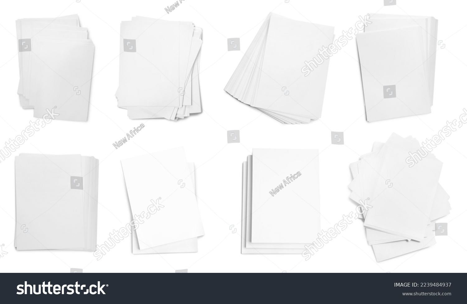 Stacked sheets of paper on white background, top view #2239484937