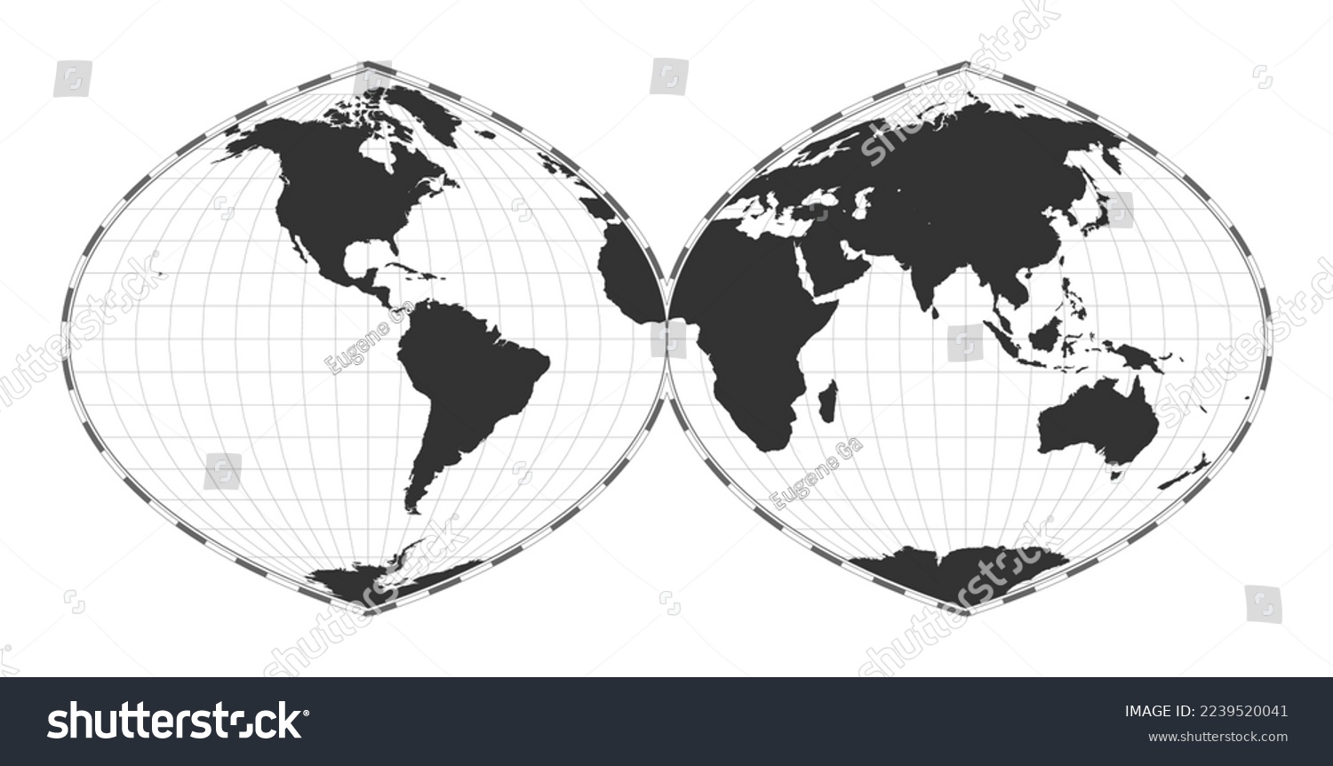 Vector world map. Quartic authalic projection - Royalty Free Stock ...