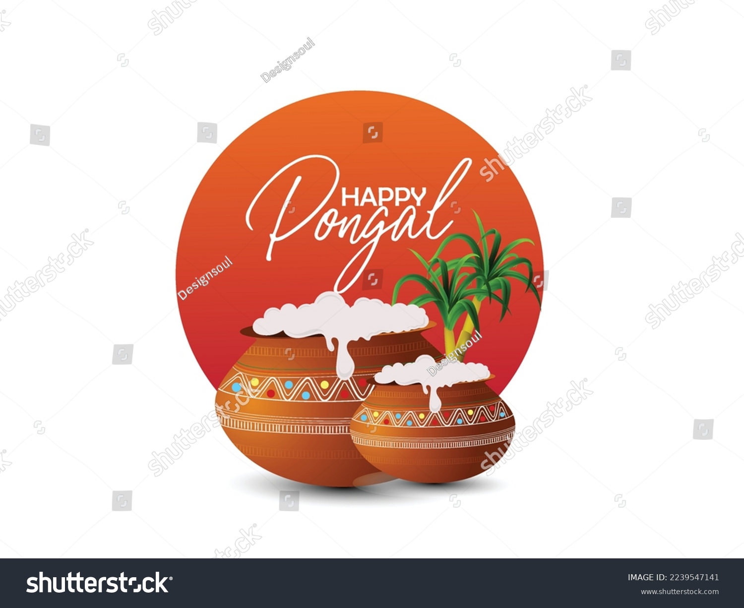 Happy Pongal Holiday Harvest Festival of Tamil - Royalty Free Stock ...