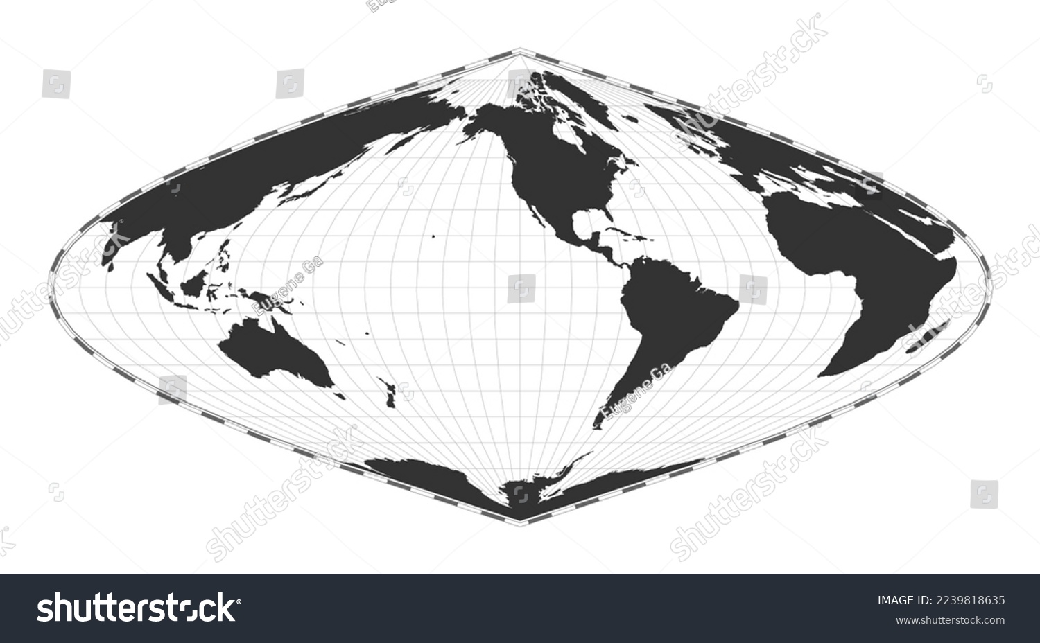Vector world map. Sinusoidal projection. Plain - Royalty Free Stock ...