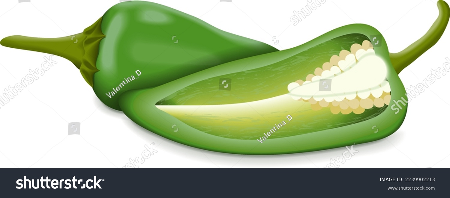 Whole And Half Of Green Fresno Chili Peppers Royalty Free Stock