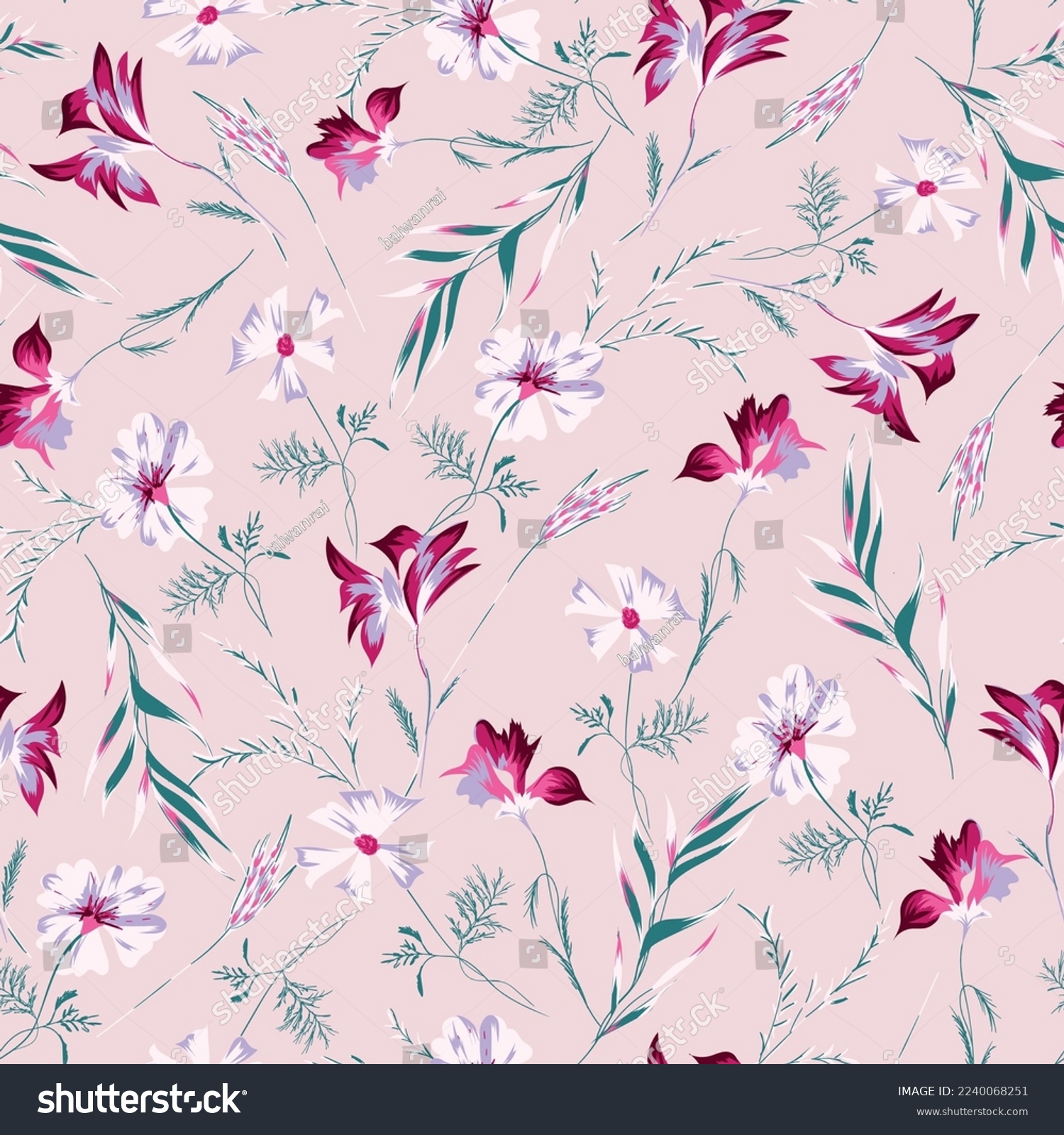 seamless flower pattern pink background #2240068251