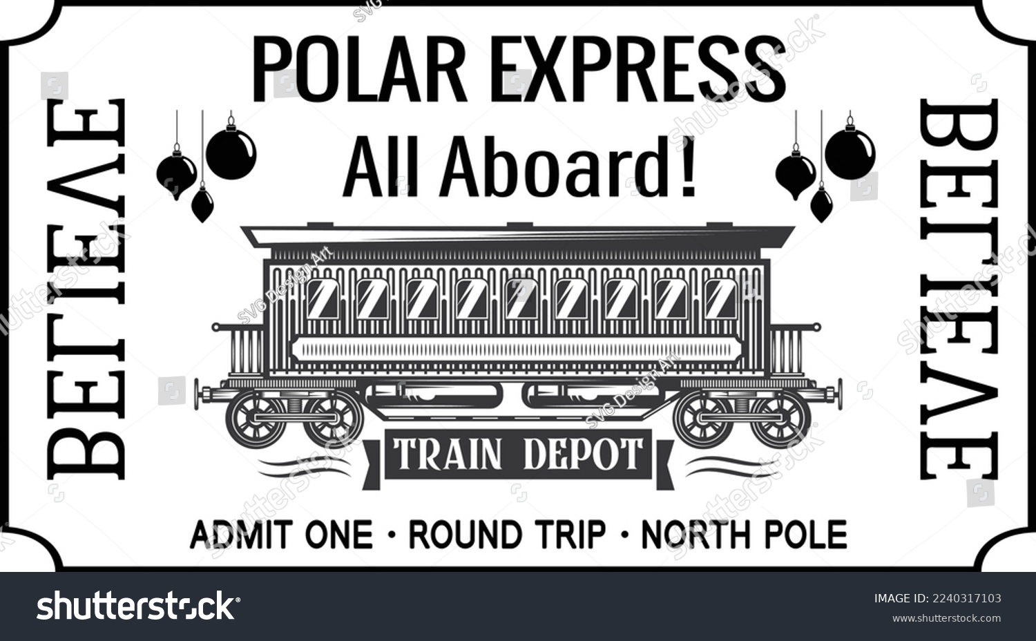 Polar Express Train Ticket Svg Royalty Free Stock Vector 2240317103