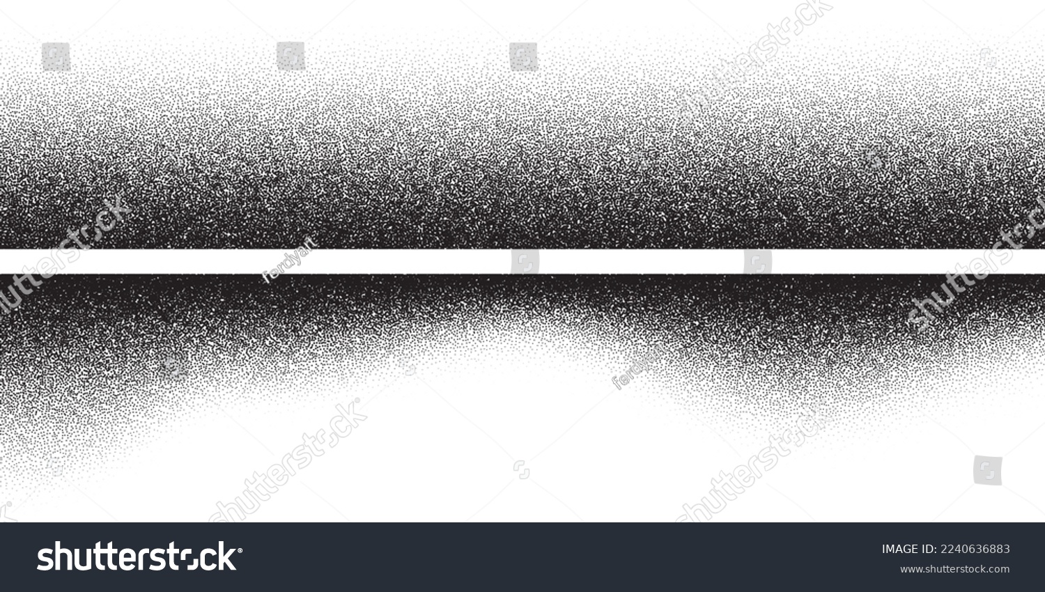 Black noise stipple dots halftone pattern on white horizontal background, grainy texture #2240636883
