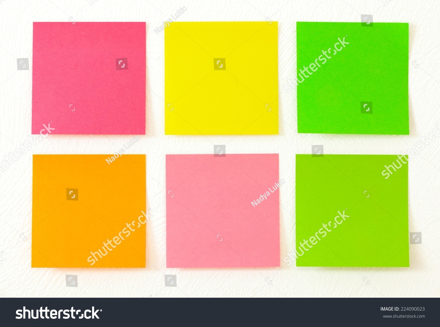 Empty colorful post its on the wall. #224090023