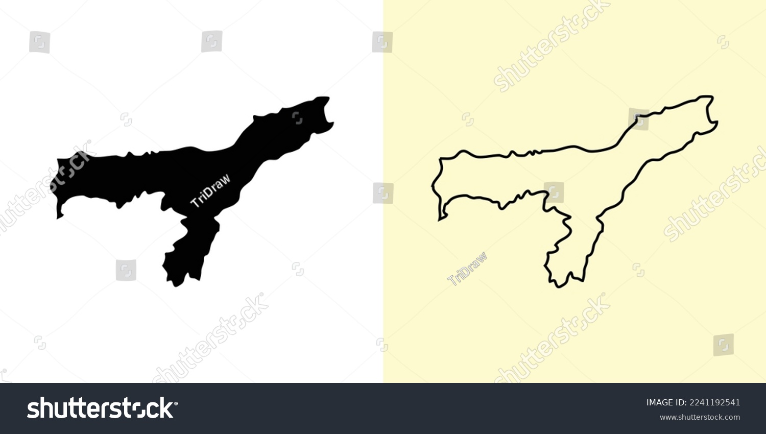 Assam map, India, Asia. Filled and outline map - Royalty Free Stock ...