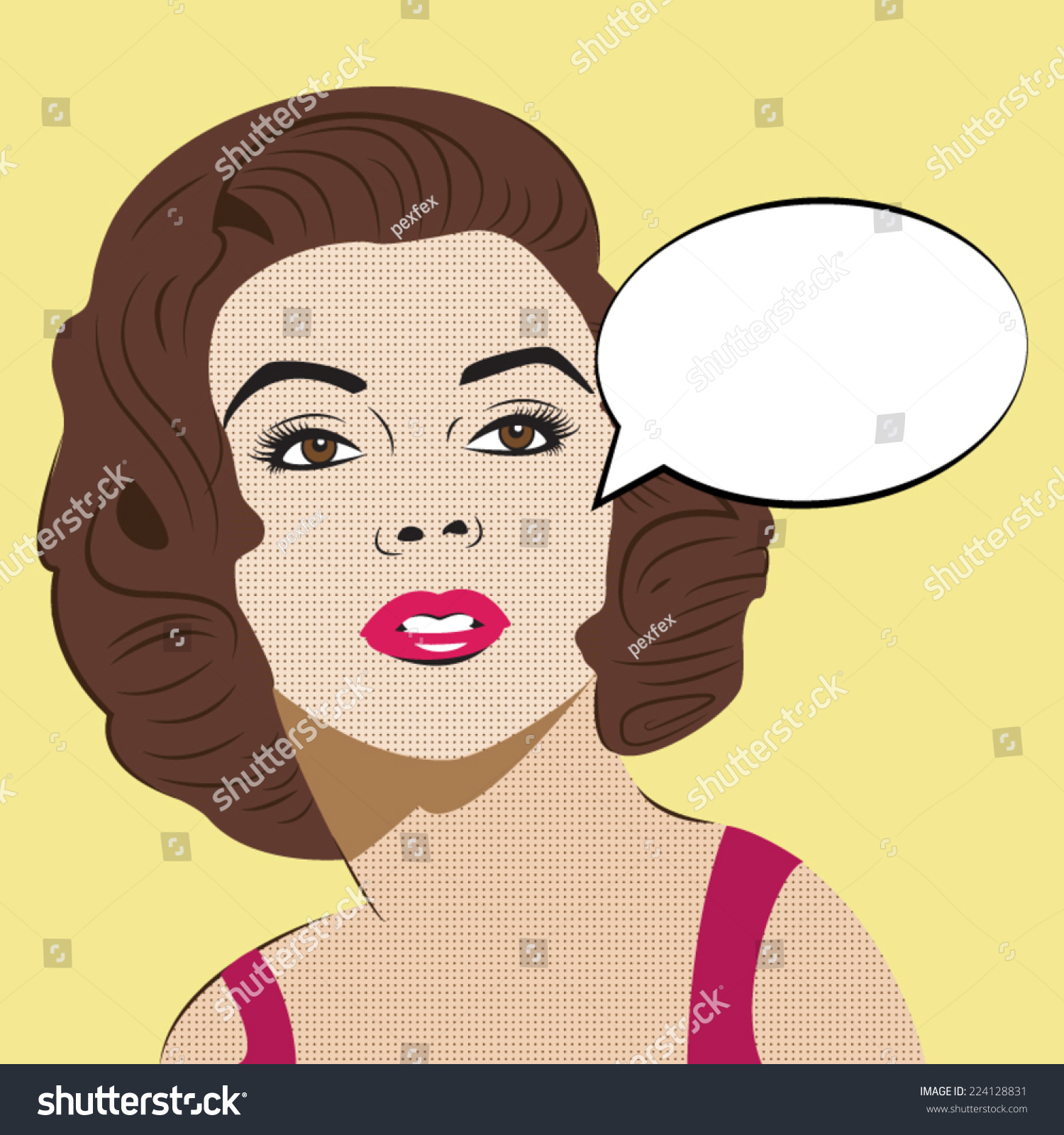 Pop Art Woman With Comic Speech Bubble Pop Art Royalty Free Stock Vector 224128831 1201