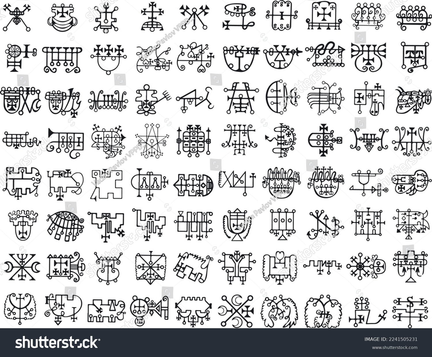 The 72 Goetia Demon Sigils. Seals And Symbols Of - Royalty Free Stock ...