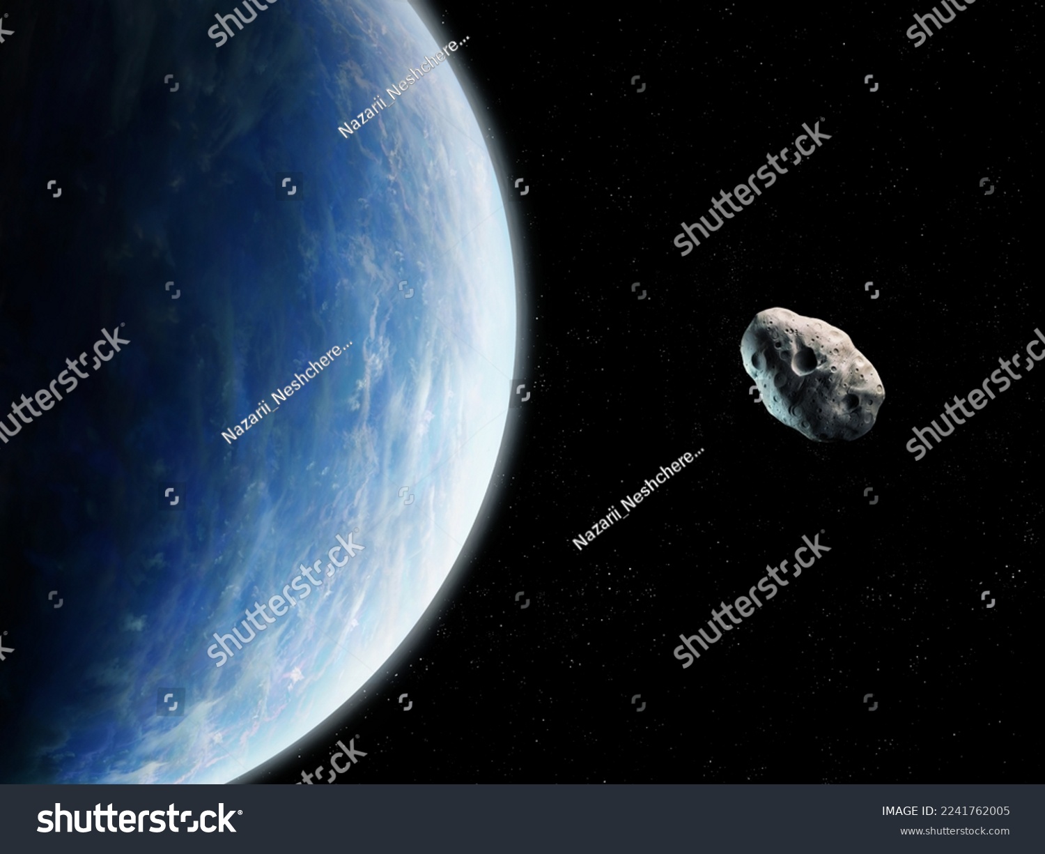 Asteroid is approaching Earth. Possibility of collision with a large celestial body. The planet's orbit is crossed by a large meteorite. #2241762005