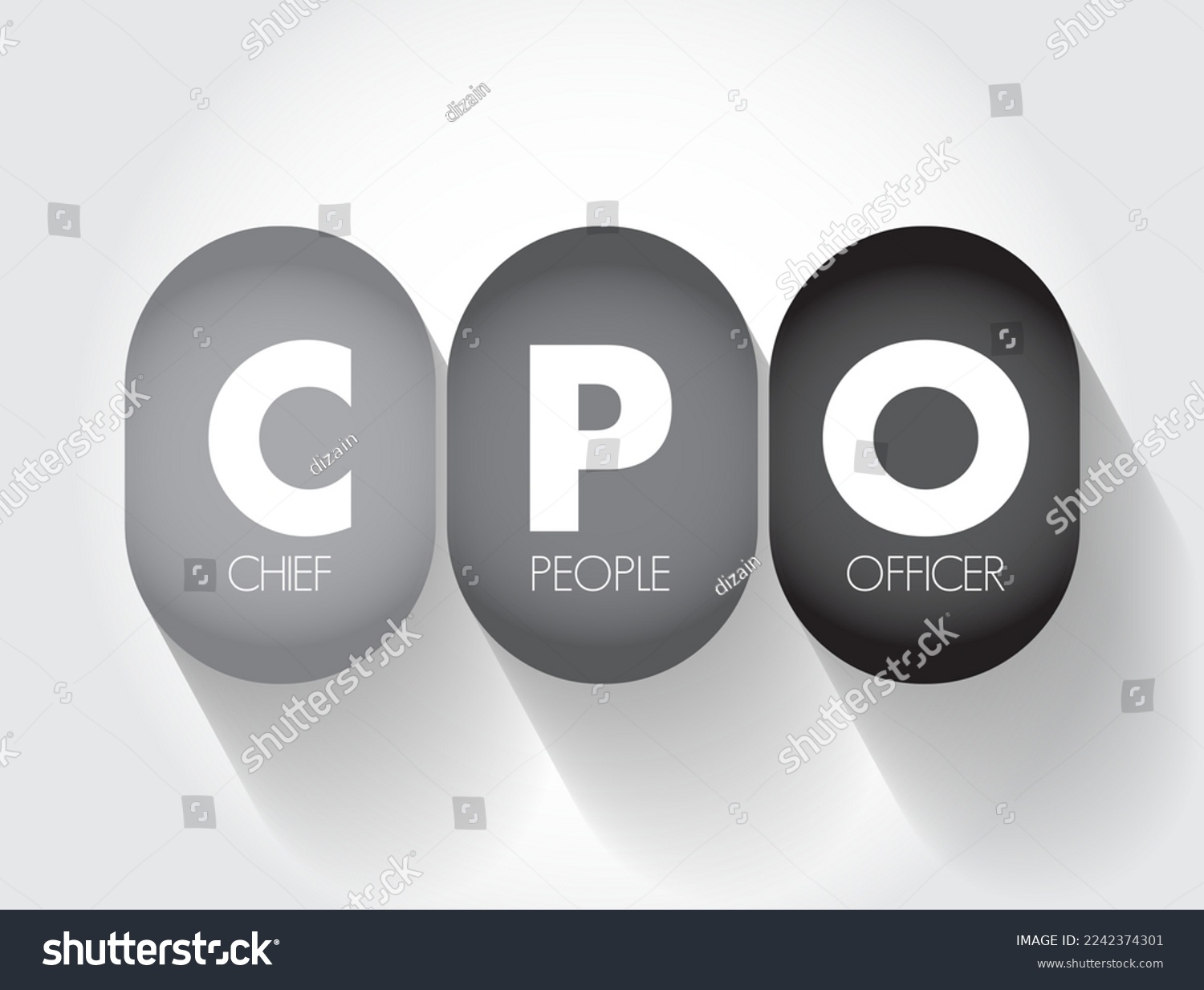 CPO Chief People Officer - corporate officer who oversees all aspects of human resource management and industrial relations policies, acronym text concept background #2242374301