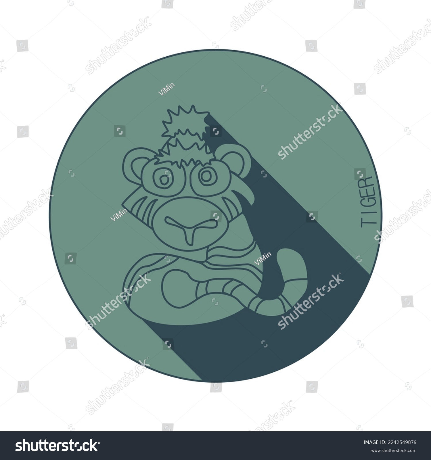 Tiger zodiac sign logo. Astrological Chinese Royalty Free Stock