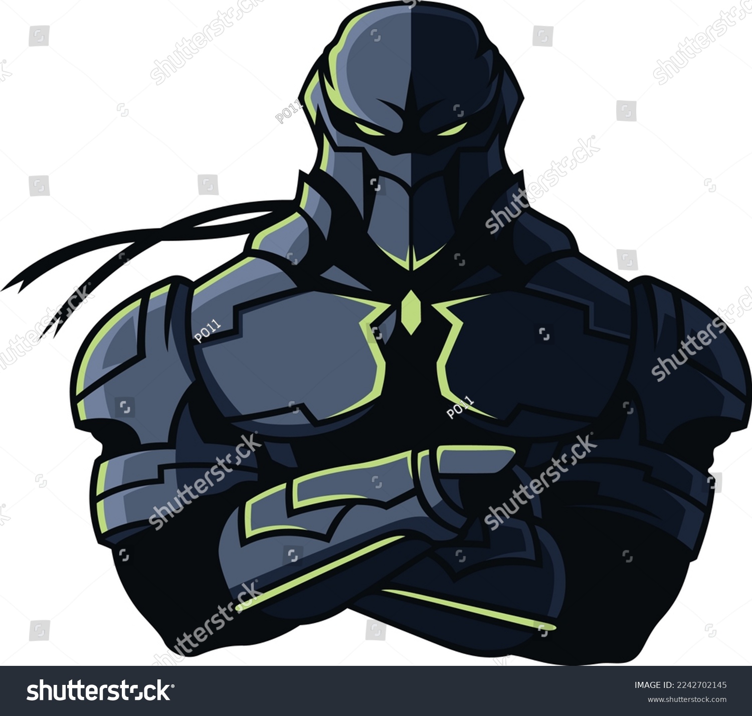 Cyber Ninja Warrior with Futuristic Armor Suit - Royalty Free Stock ...