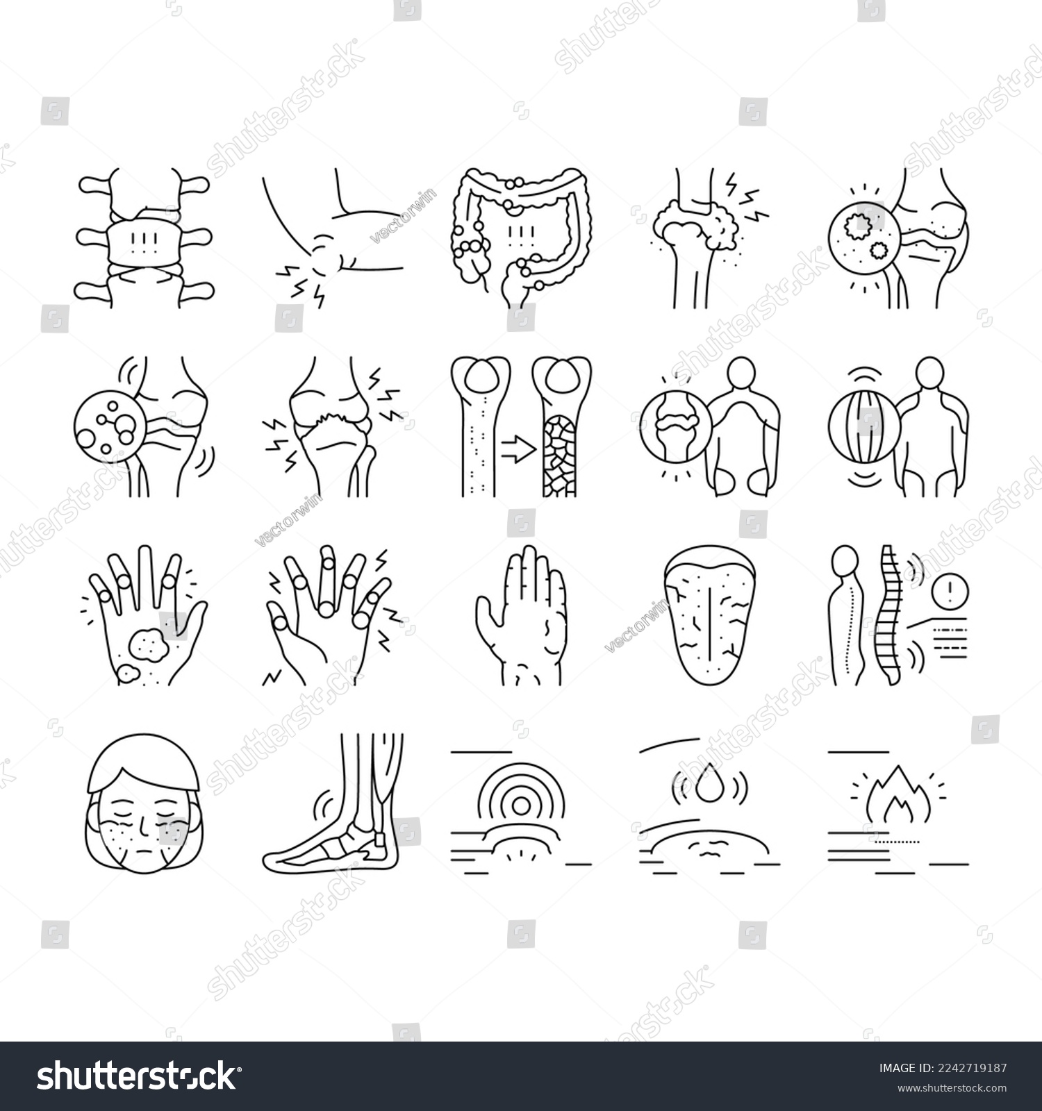 Rheumatology Disease Problem Icons Set Vector. - Royalty Free Stock ...