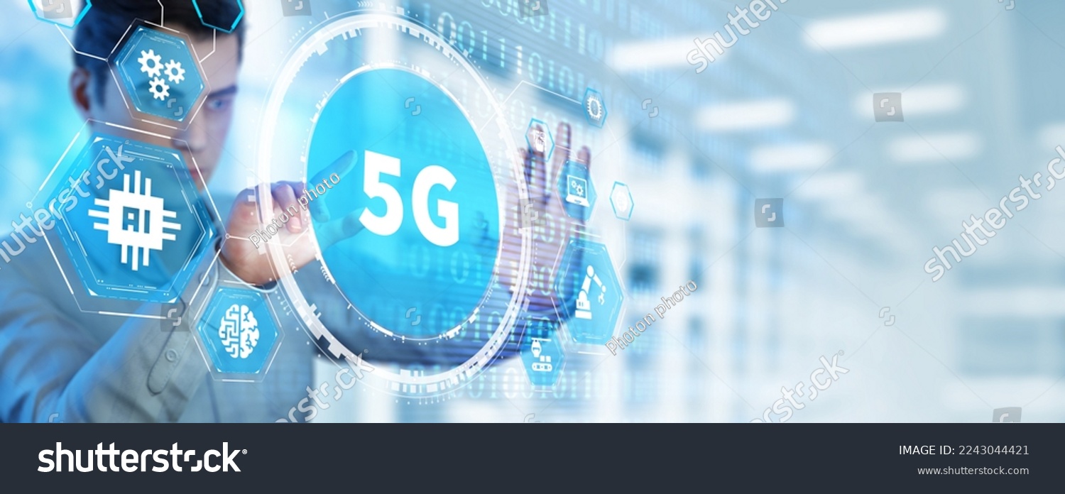 The concept of 5G network, high-speed mobile Internet, new generation networks. Business, modern technology, internet and networking concept. #2243044421