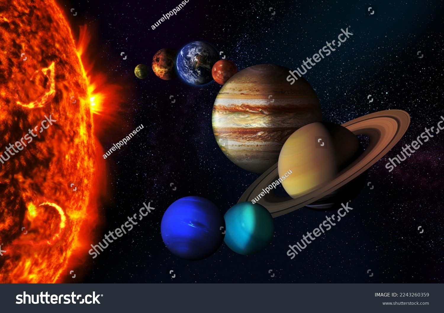 Sun and the planets of our Solar system on - Royalty Free Stock Photo ...