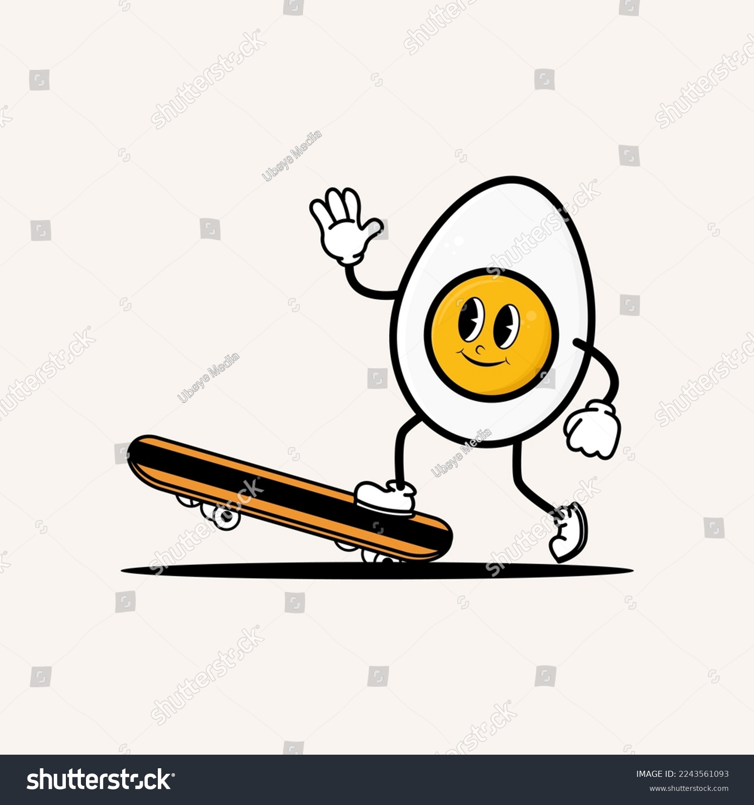 Cute cartoon boiled egg mascot character playing - Royalty Free Stock ...