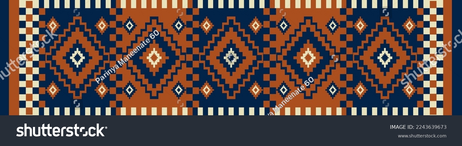 Southwest geometric vintage pattern. Vector ethnic geometric square diamond colorful vintage seamless pattern background. Kilim pattern use for carpet, area rug, tapestry, mat, home decoration element #2243639673