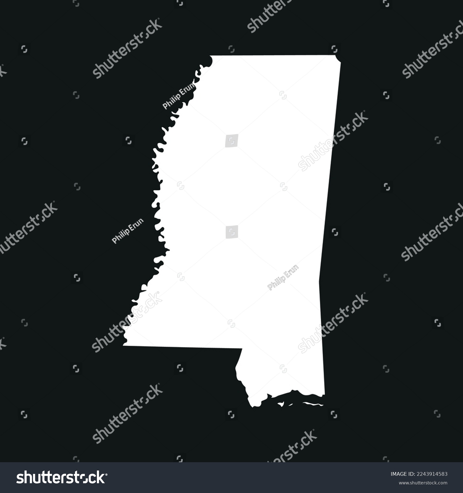 Map of the Mississippi state in white color - Royalty Free Stock Vector ...