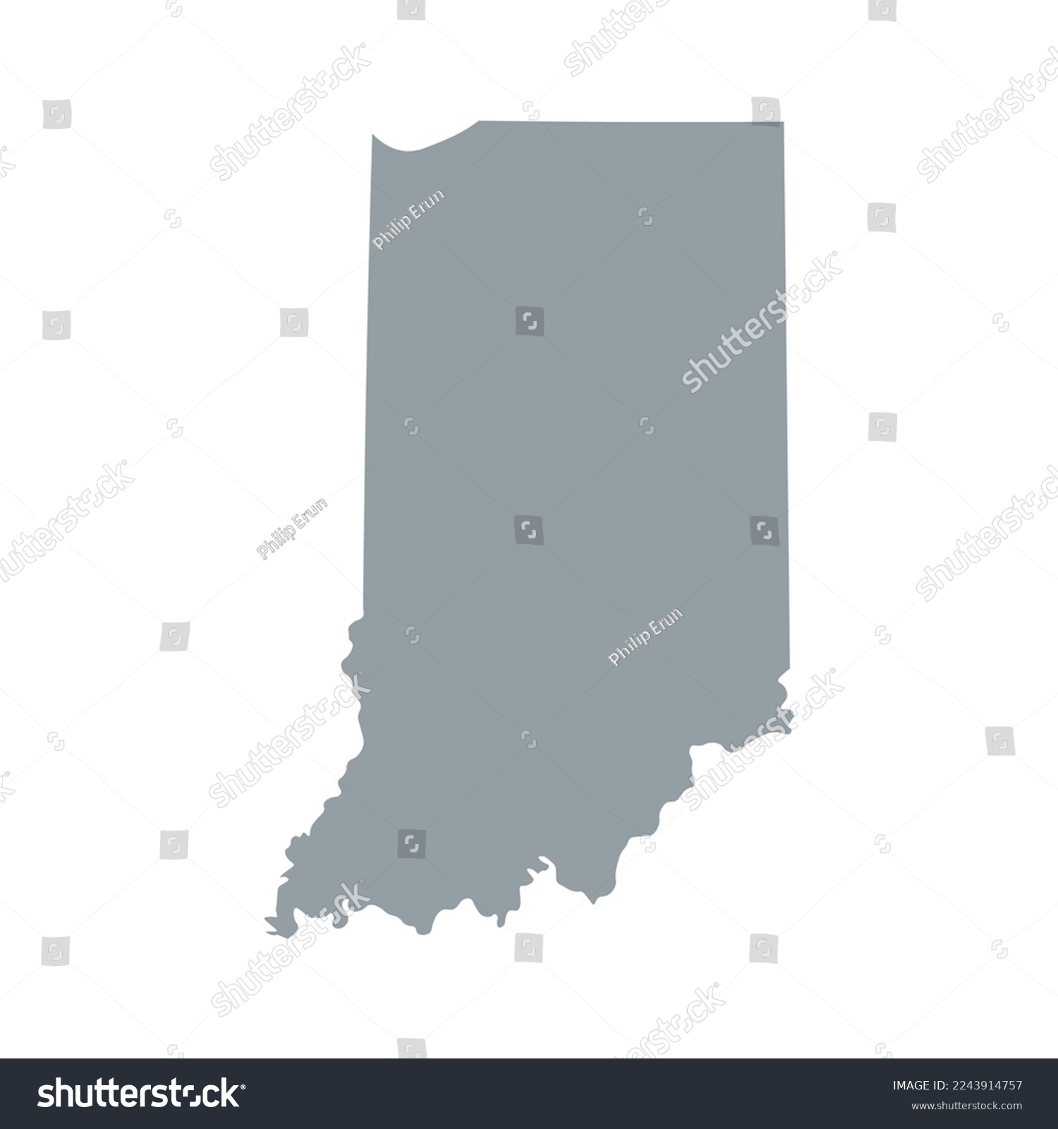 Map of the Indiana state in grey color isolated - Royalty Free Stock ...