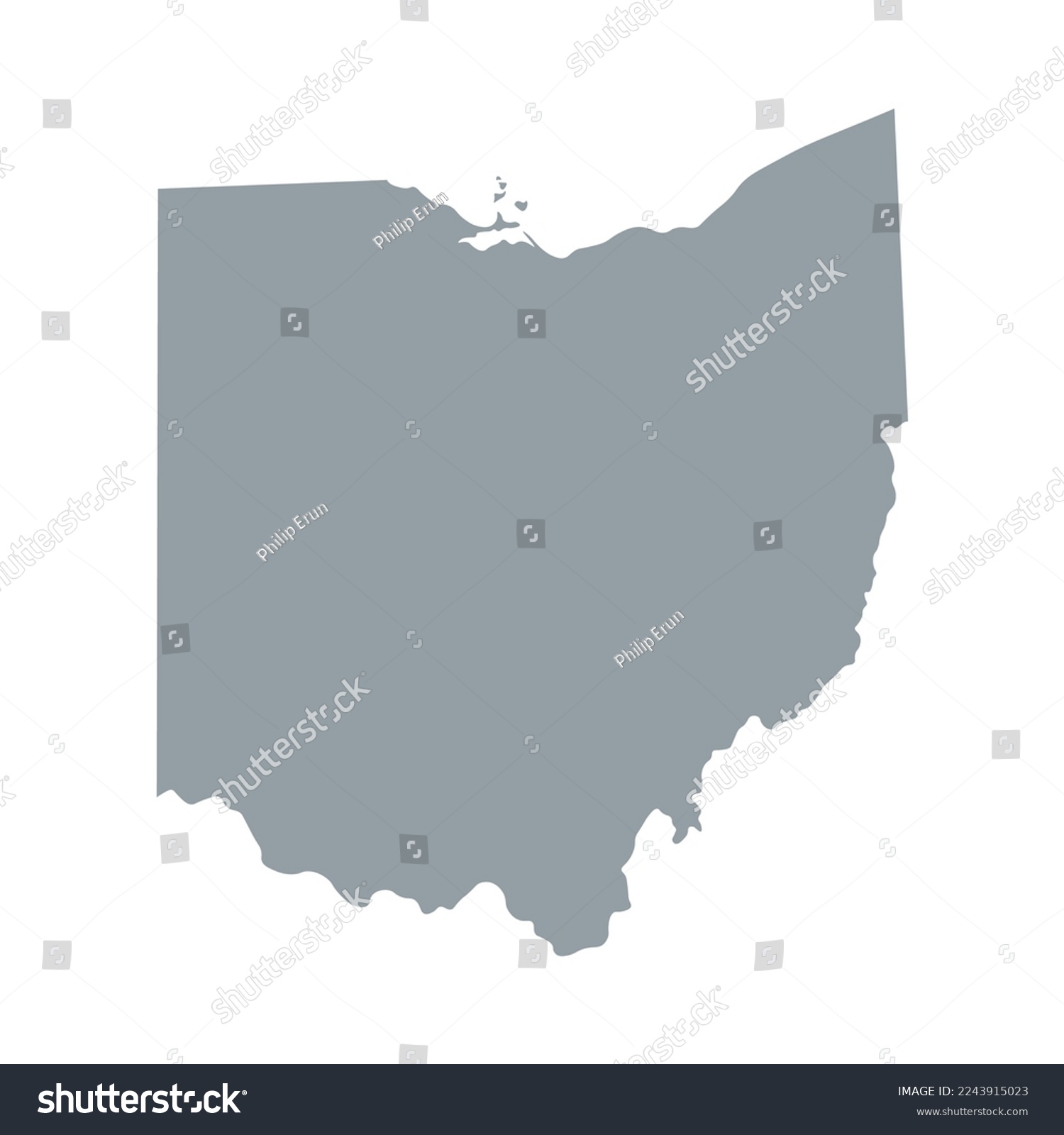 Map of the Ohio state in grey color isolated on - Royalty Free Stock ...