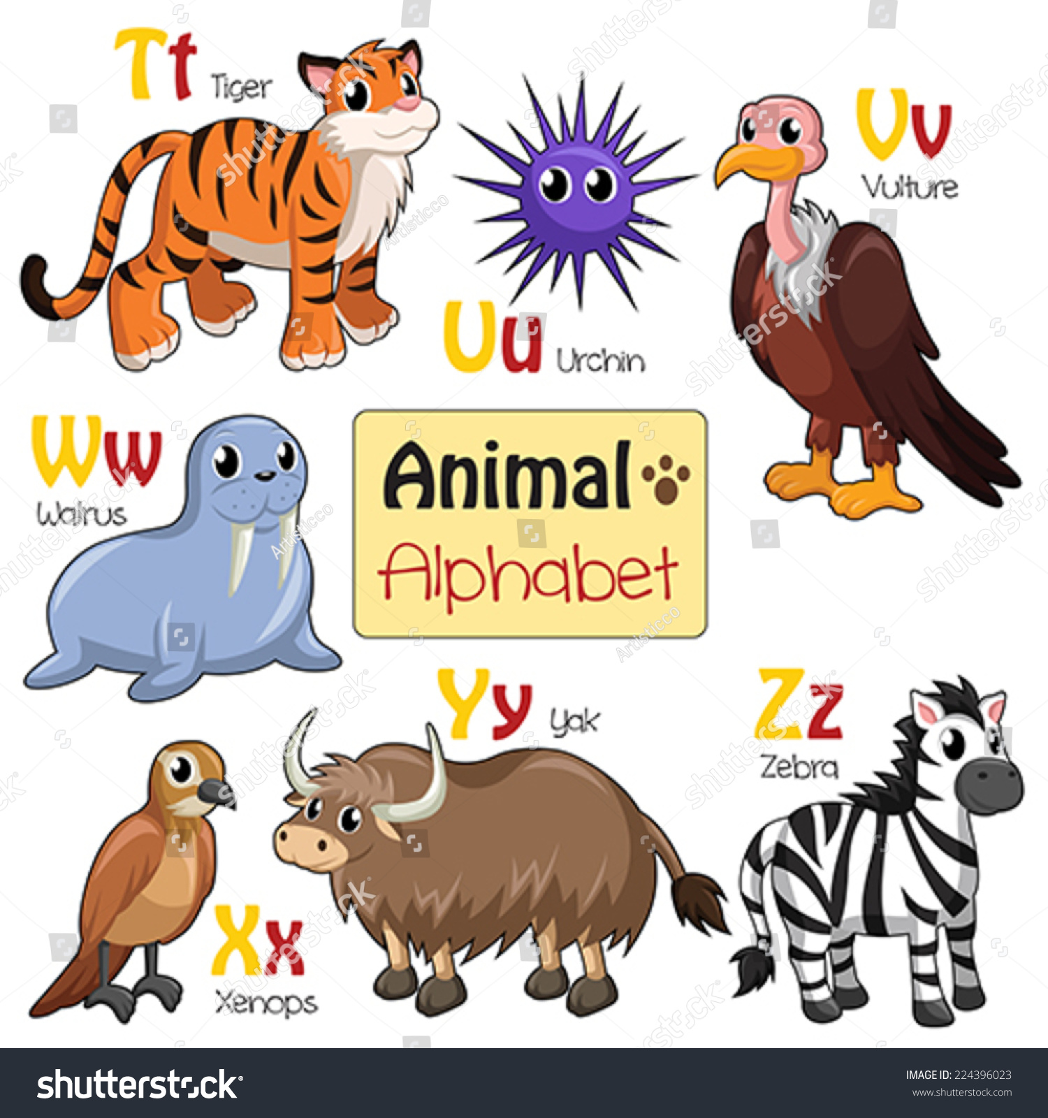 A vector illustration of alphabet animals from T - Royalty Free Stock ...