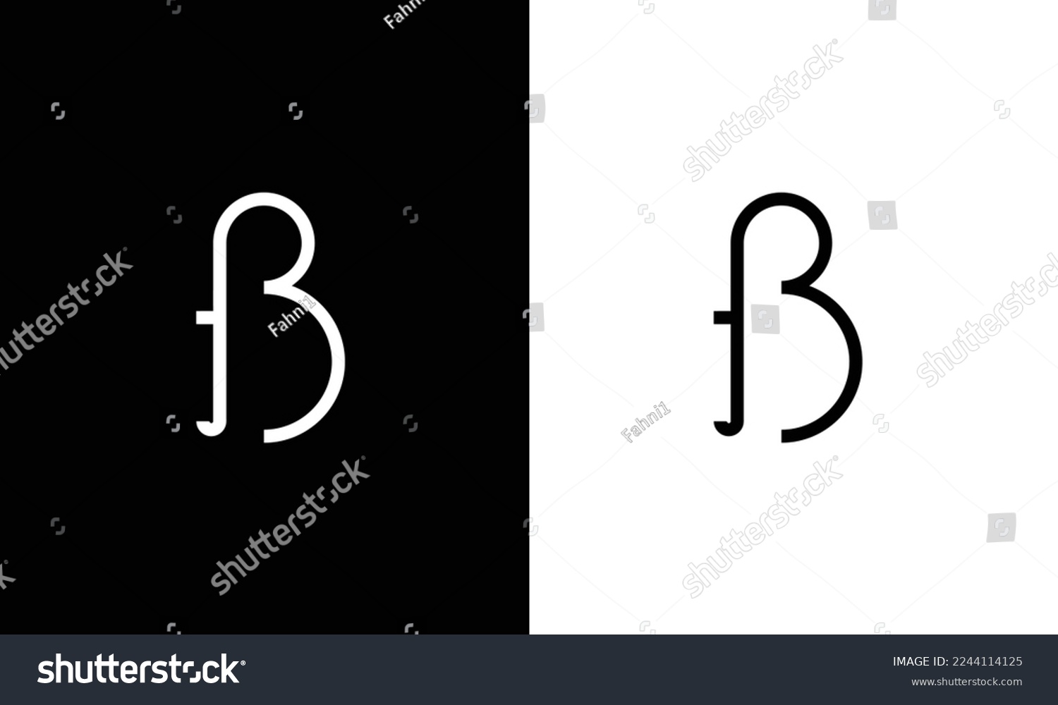 Alphabet letter FB logo design - Royalty Free Stock Vector 2244114125 ...