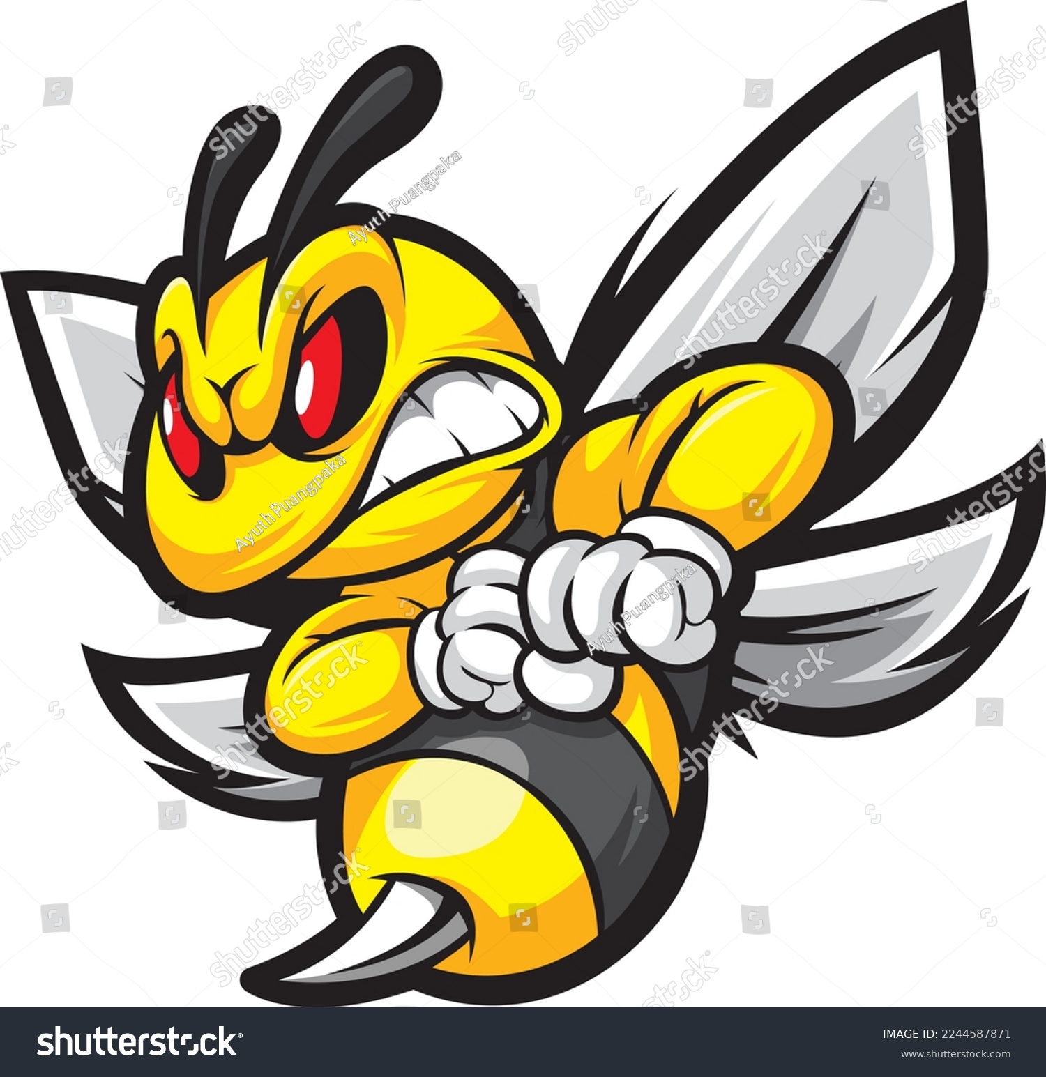 Killer Bee Mascot Logo Vector Royalty Free Stock Vector 2244587871