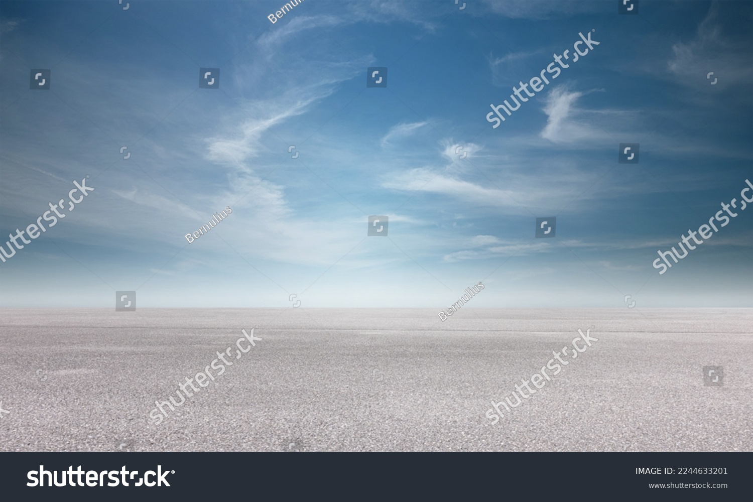 Blue Sky Background Cloud Horizon with Empty Concrete Floor #2244633201