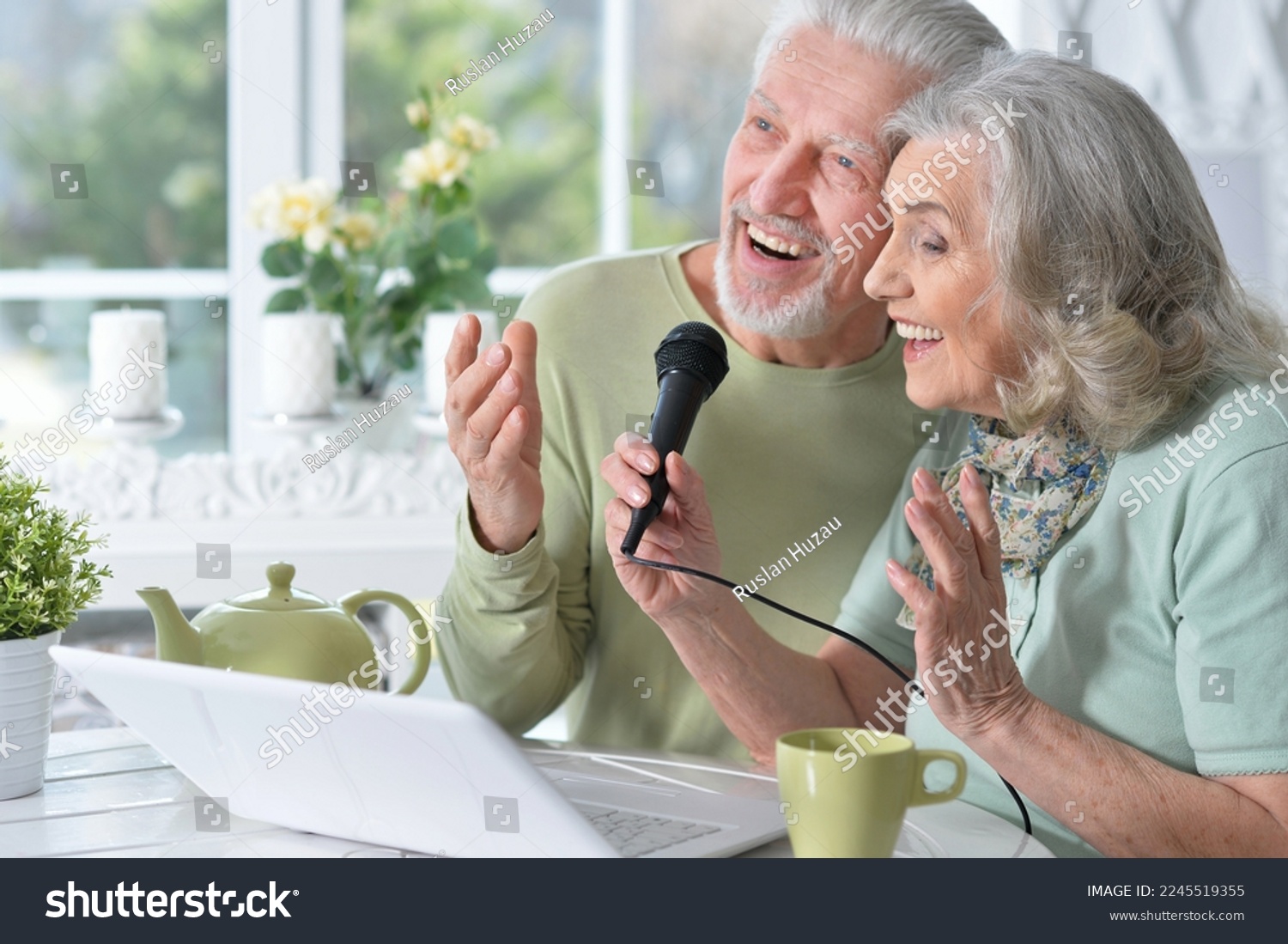 senior couple husband and wife singing songs #2245519355
