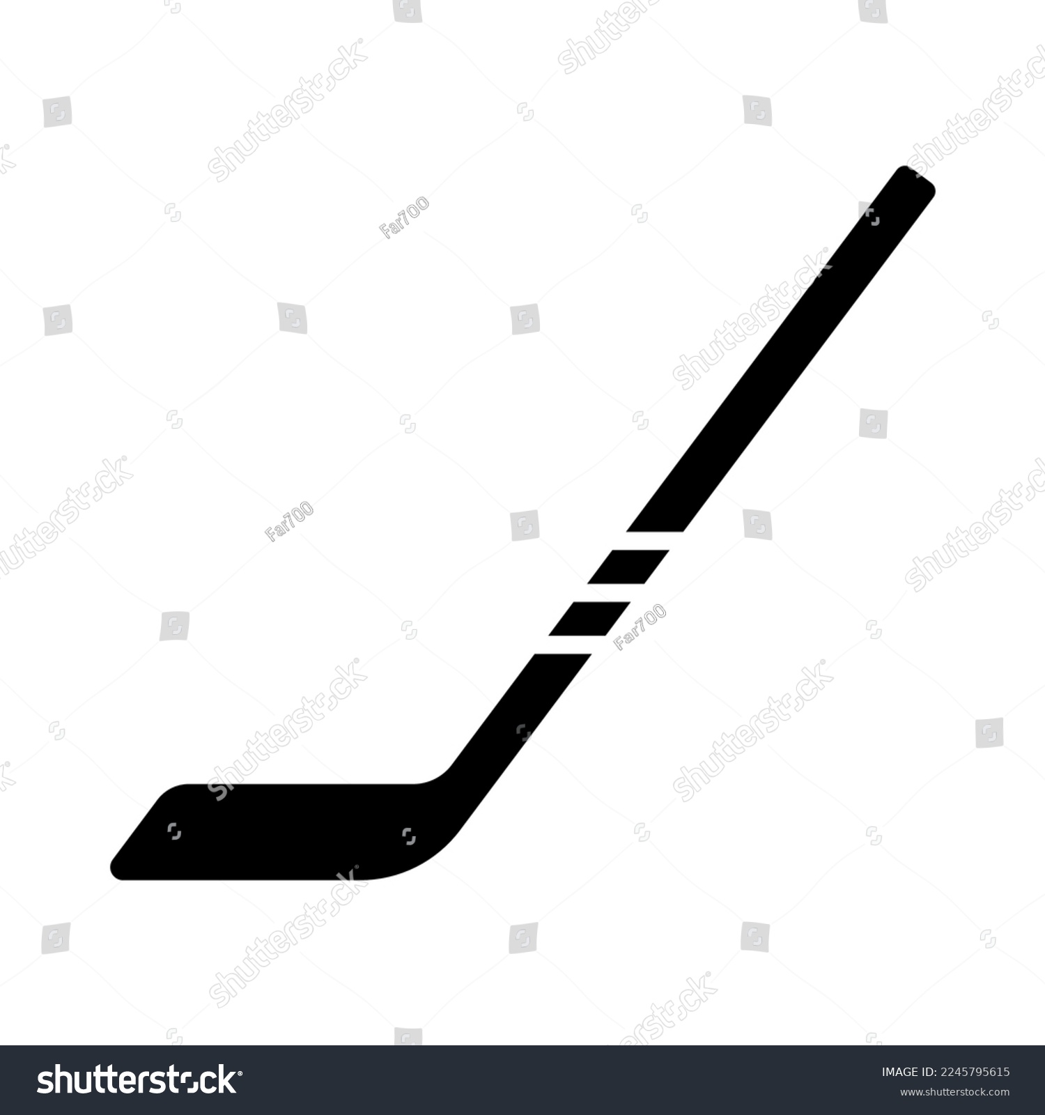 Hockey stick icon. Black silhouette. Side view. Vector simple flat graphic illustration. Isolated object on a white background. Isolate. #2245795615