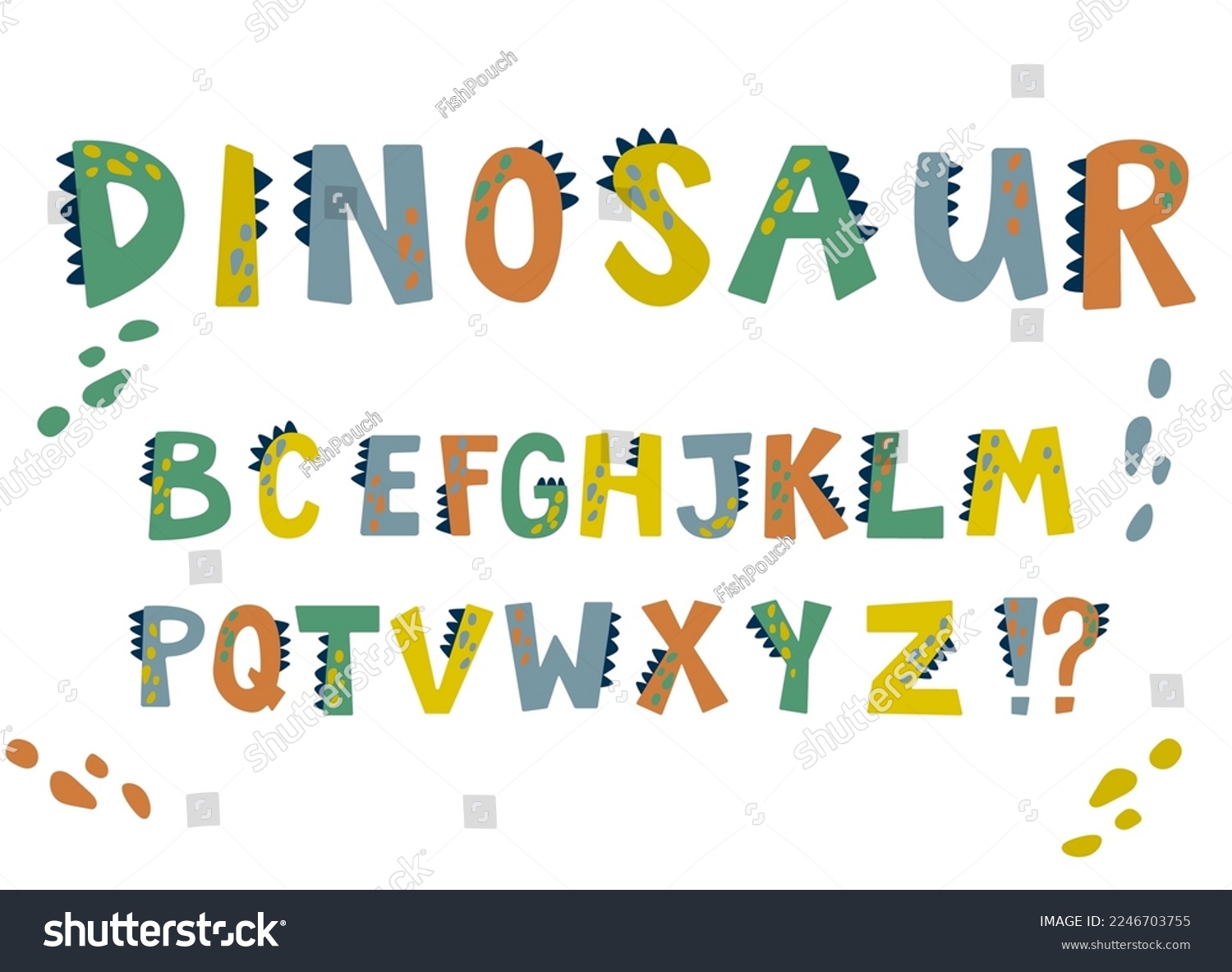 Cartoon Dinosaur font. Dino alphabet decorated - Royalty Free Stock ...