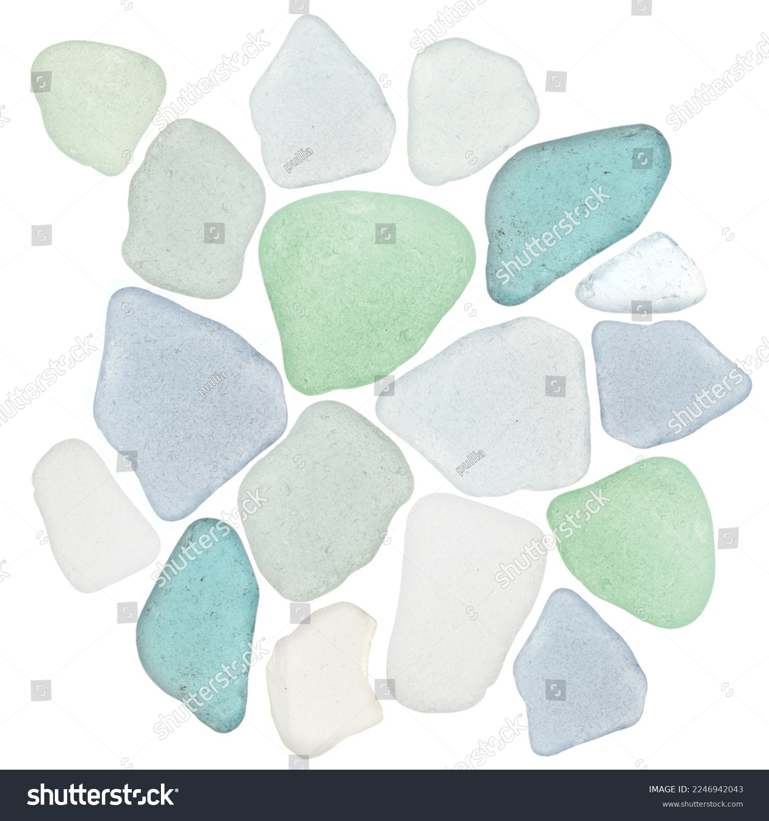 peace of sea glass isolated on a white backaground #2246942043