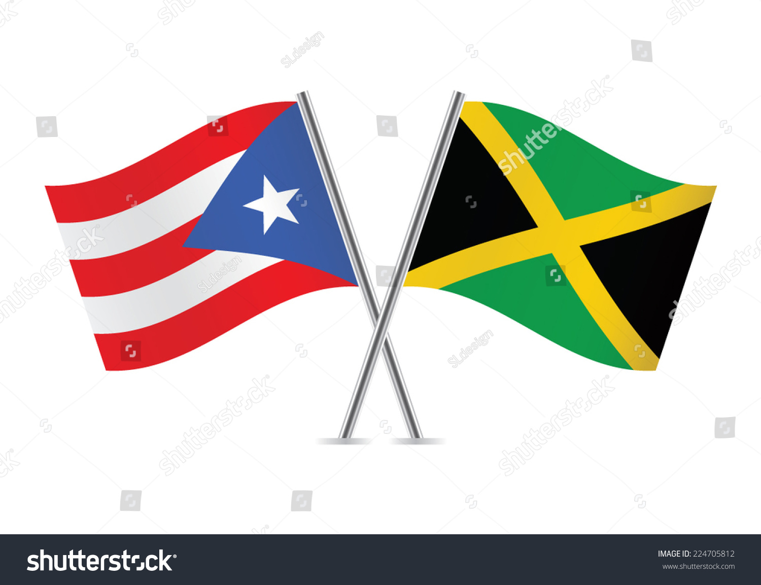 Puerto Rican and Jamaican flags. Vector - Royalty Free Stock Vector ...