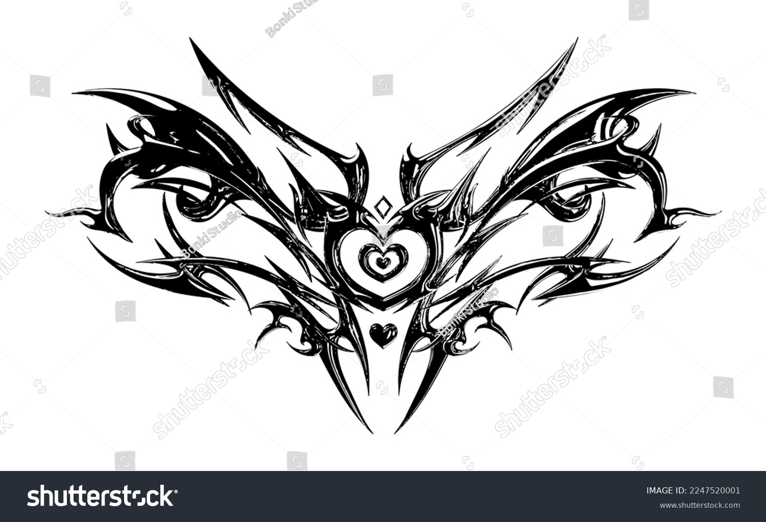 Succubus womb tattoo. Demon heart sigil, 3D Royalty Free Stock Vector