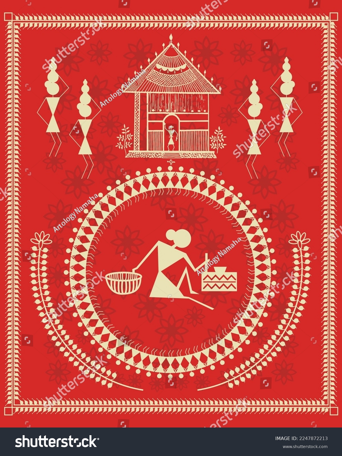 Beautiful warli art painting showing indian - Royalty Free Stock Vector ...