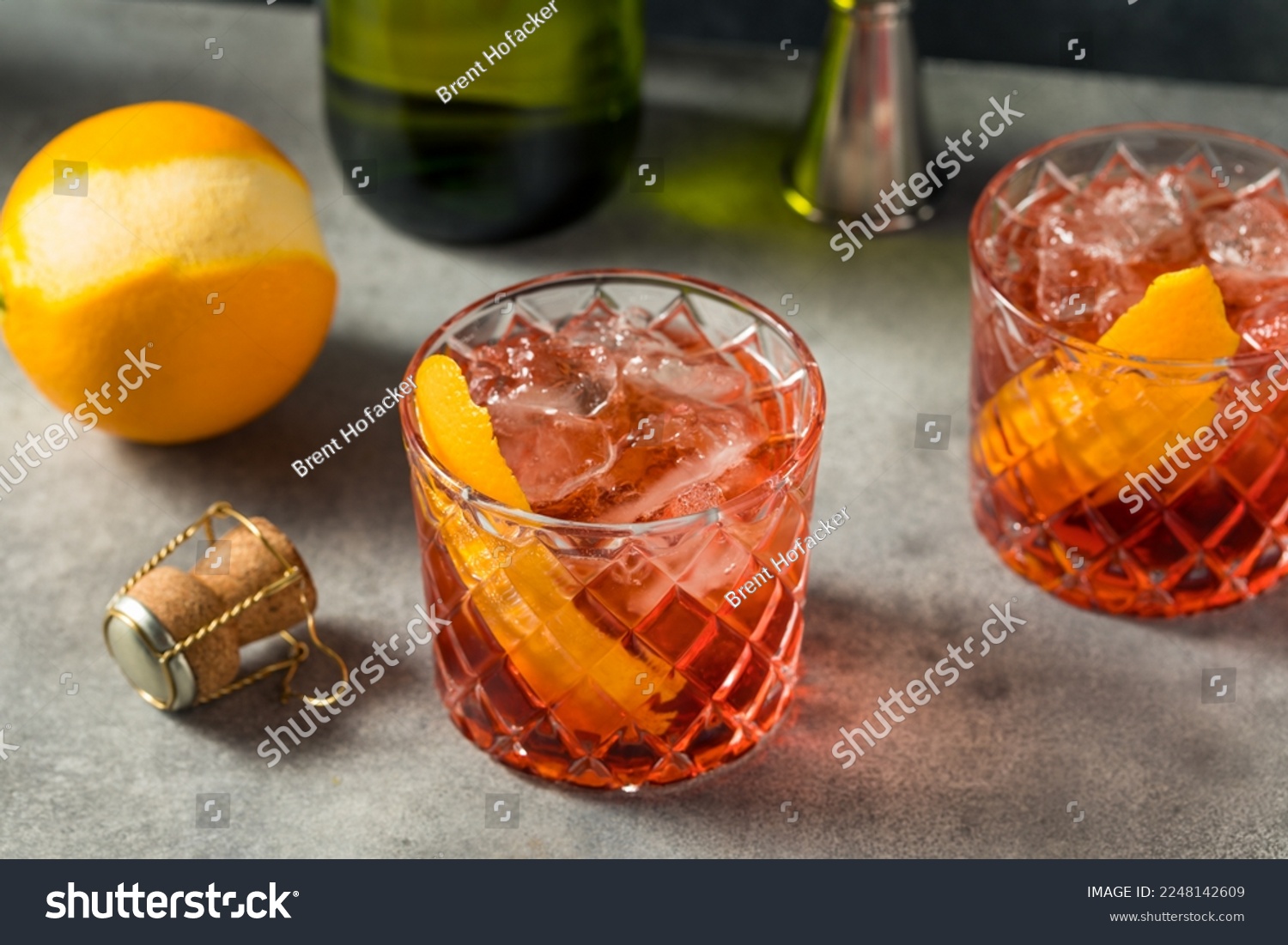 Boozy Cold Negroni Sbagliato Cocktail with Prosecco #2248142609