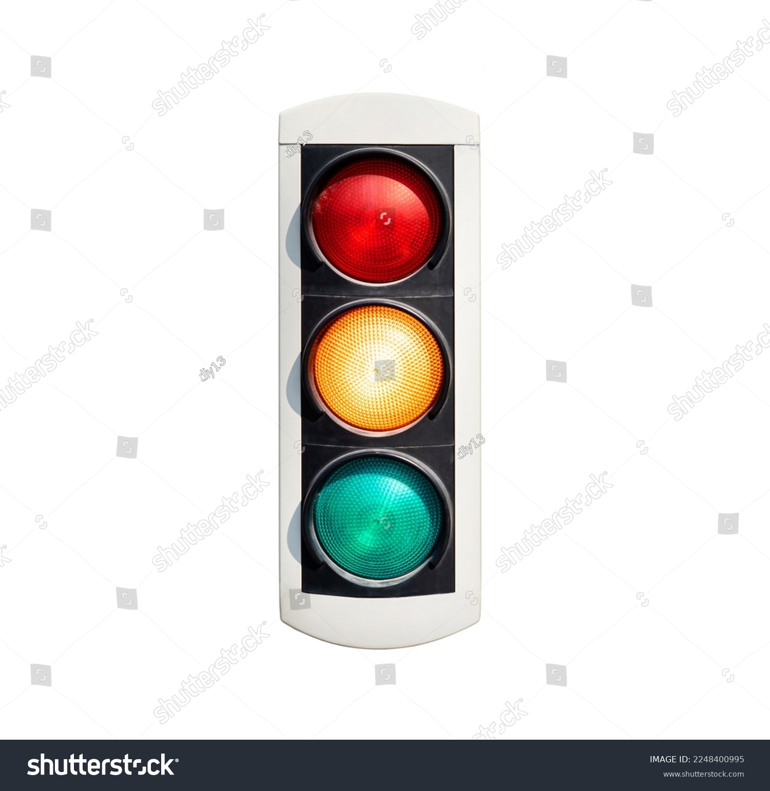 traffic lights isolated on white background all lights on #2248400995