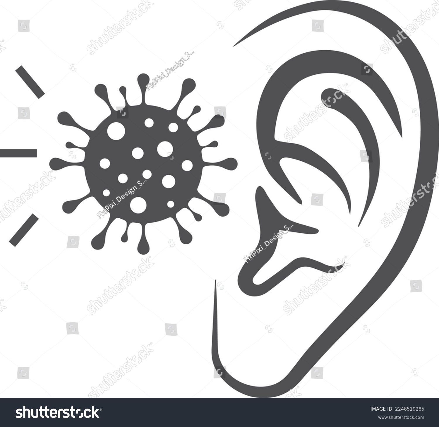 Ear infection icon, ear disease icon black Royalty Free Stock Vector