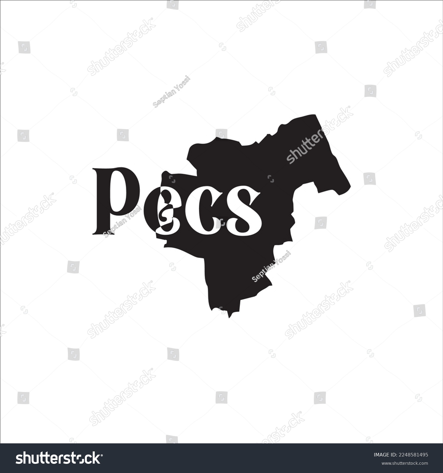 Pecs map and black lettering design on white - Royalty Free Stock ...