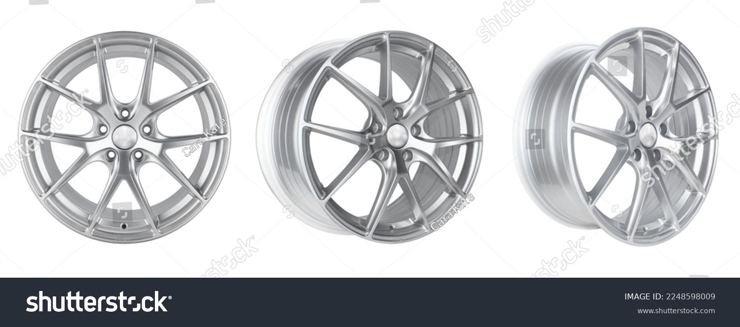 Set , car wheel alloy wheel of gold color isolated on a white background. #2248598009