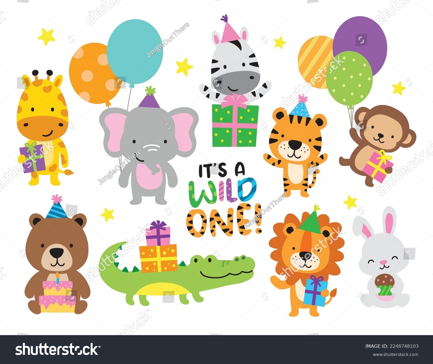 Vector illustration of wild jungle animals - Royalty Free Stock Vector ...