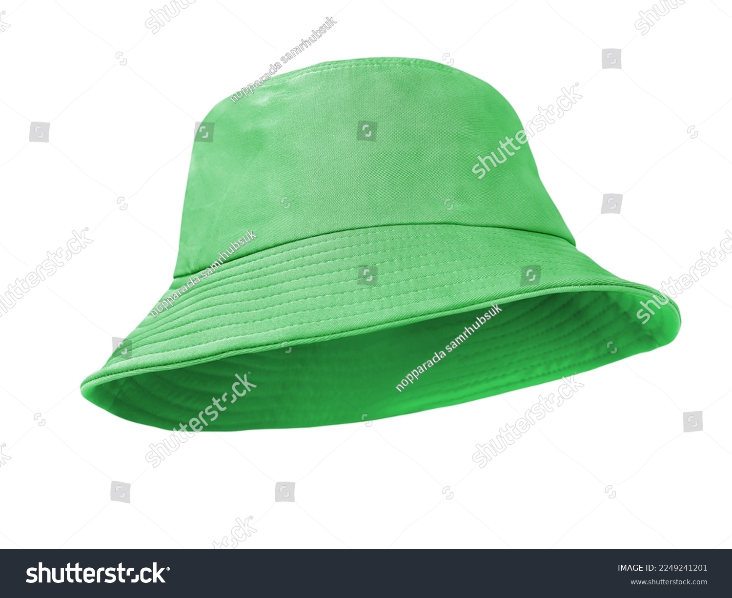Green bucket hat isolated on white background #2249241201