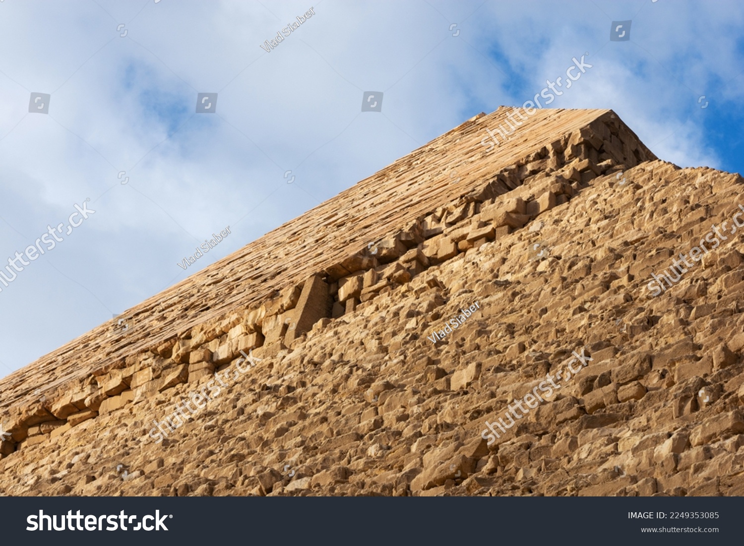 Edge of the pyramid of Khafre or of Chephren the second-tallest and second-largest of the 3 Ancient Egyptian Pyramids of Giza and the tomb of the Fourth-Dynasty pharaoh Khafre (Chefren) #2249353085