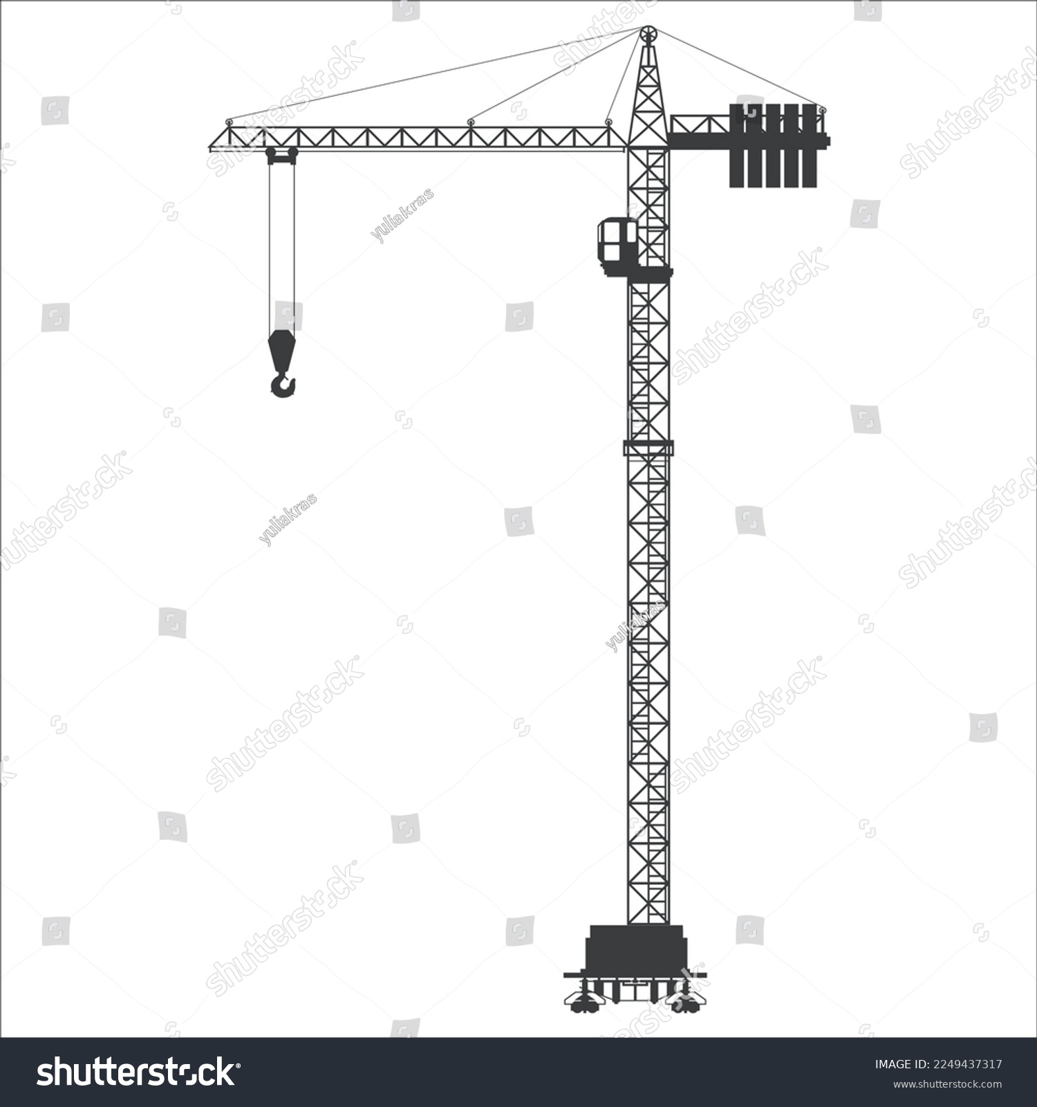 Silhouette of a lifting tower construction crane - Royalty Free Stock ...