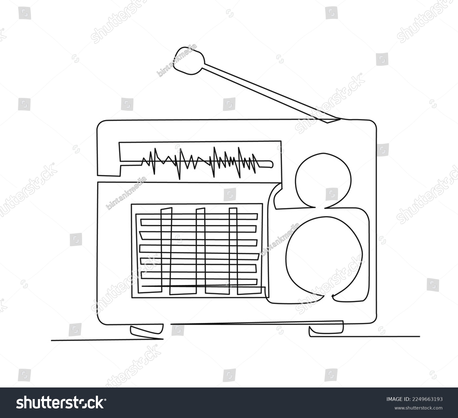 Continuous one line drawing of vintage broadcast - Royalty Free Stock ...