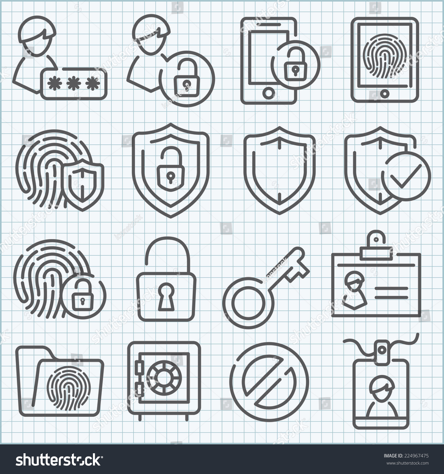Vector thin line icons set for web design and user interface in applications made in flat graphic style. Nice detail and easily identifiable. Ideal for clean design. #224967475