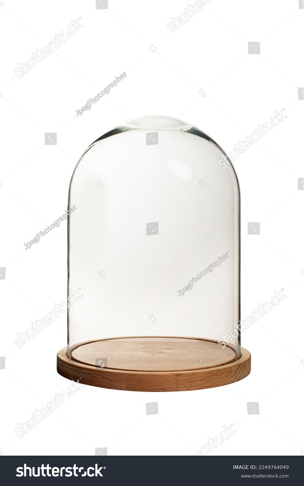 Glass dome with wooden base, protective transparent glass cover  #2249764049
