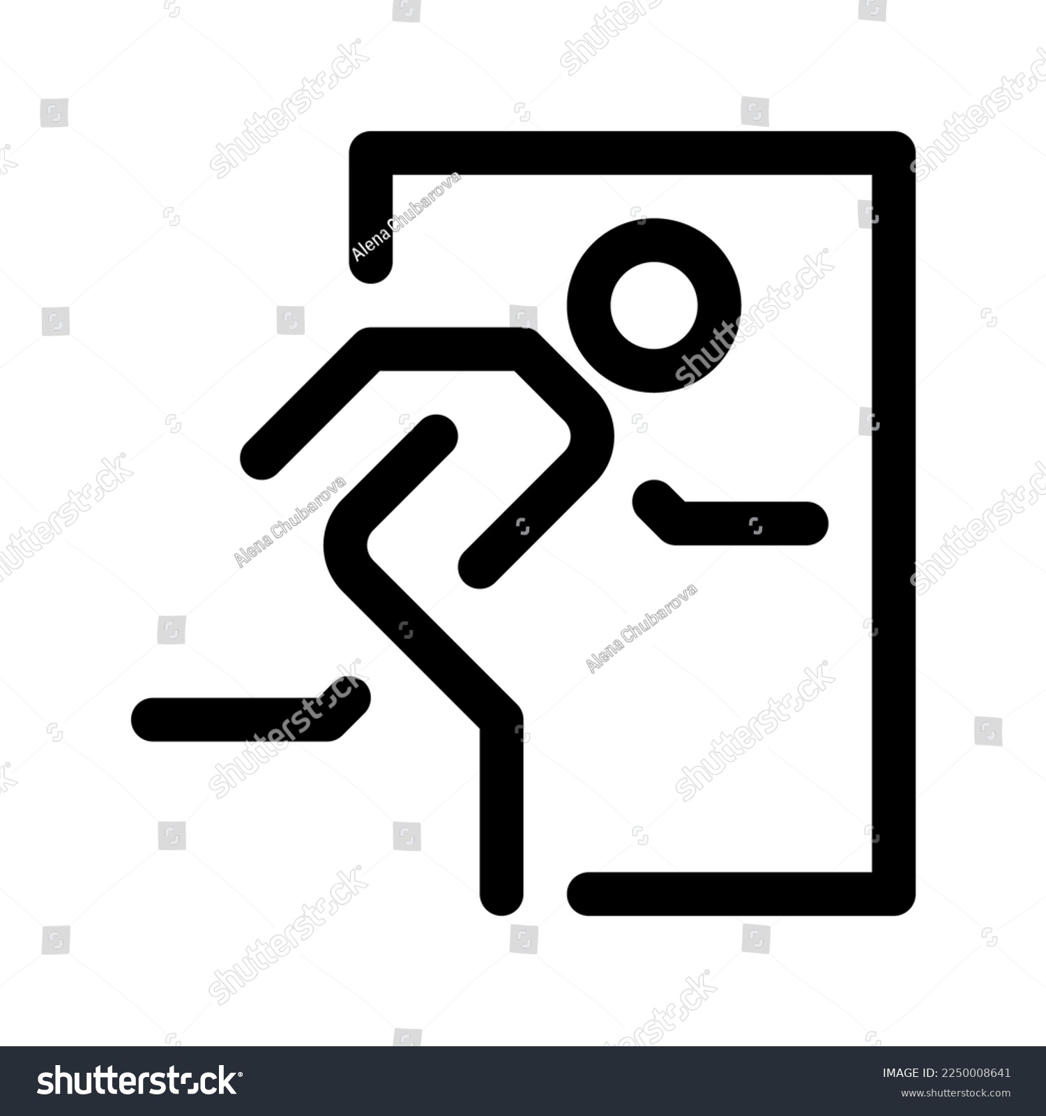 Emergency exit outline icon., Escape route line - Royalty Free Stock ...