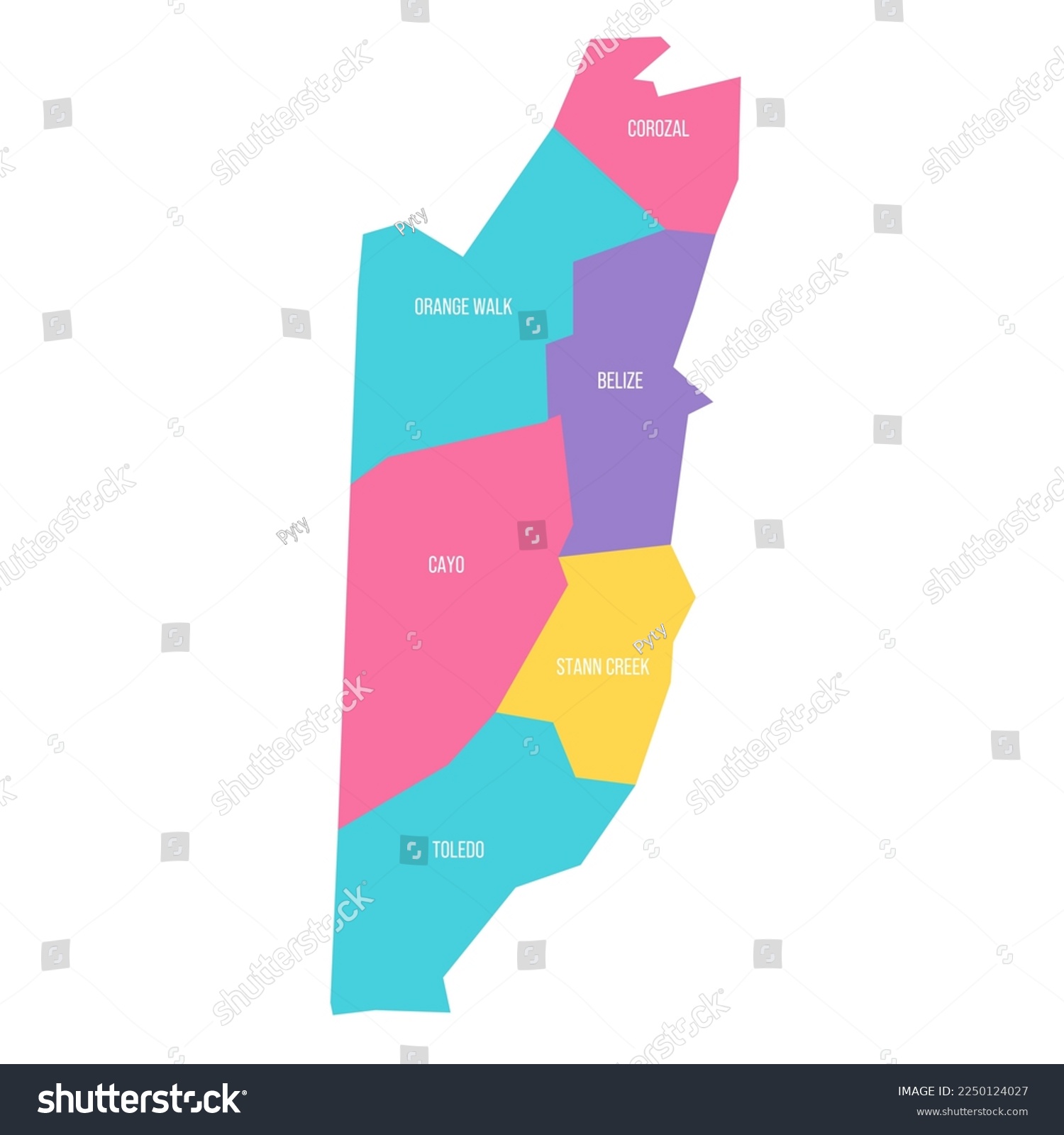 Belize Political Map Of Administrative Divisions - Royalty Free Stock ...